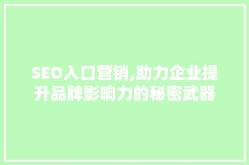 SEO入口营销,助力企业提升品牌影响力的秘密武器