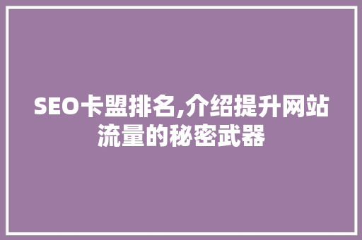 SEO卡盟排名,介绍提升网站流量的秘密武器