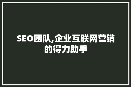 SEO团队,企业互联网营销的得力助手