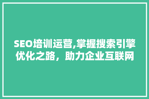 SEO培训运营,掌握搜索引擎优化之路，助力企业互联网营销