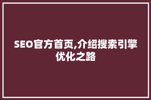 SEO官方首页,介绍搜索引擎优化之路