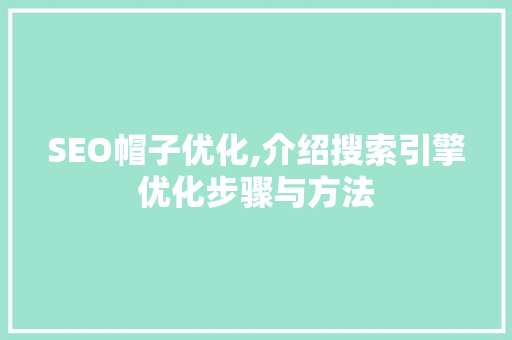 SEO帽子优化,介绍搜索引擎优化步骤与方法