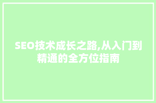 SEO技术成长之路,从入门到精通的全方位指南