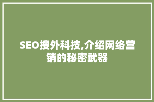 SEO搜外科技,介绍网络营销的秘密武器
