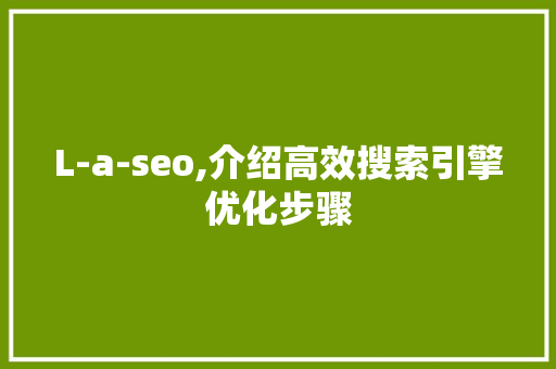 L-a-seo,介绍高效搜索引擎优化步骤