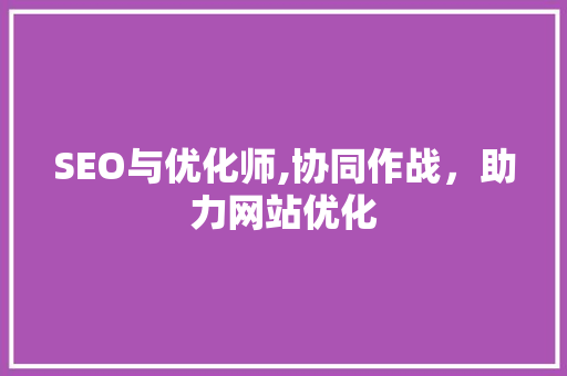 SEO与优化师,协同作战，助力网站优化