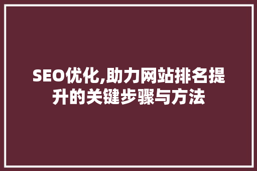 SEO优化,助力网站排名提升的关键步骤与方法