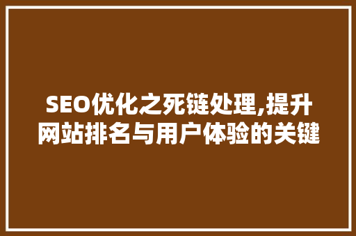 SEO优化之死链处理,提升网站排名与用户体验的关键步骤