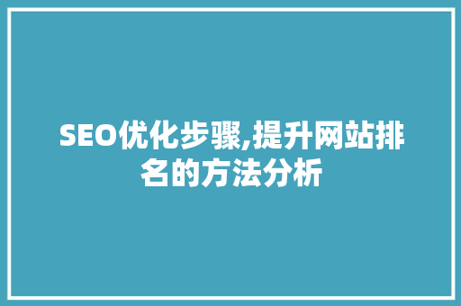 SEO优化步骤,提升网站排名的方法分析