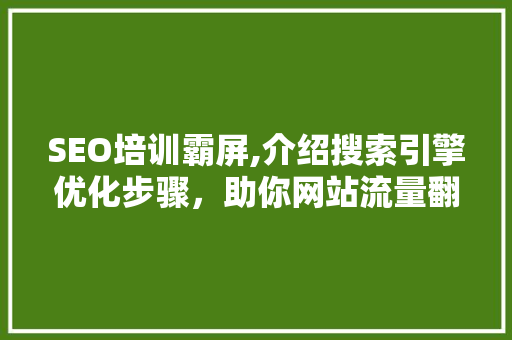 SEO培训霸屏,介绍搜索引擎优化步骤，助你网站流量翻倍！ 服务器/数据库