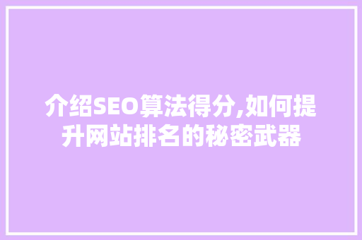 介绍SEO算法得分,如何提升网站排名的秘密武器 介绍SEO算法得分,如何提升网站排名的秘密武器 WordPress教程