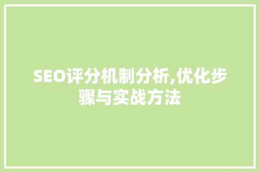 SEO评分机制分析,优化步骤与实战方法