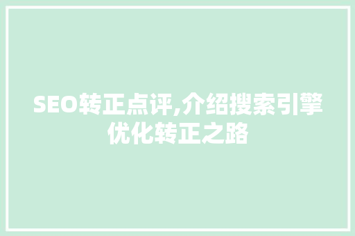 SEO转正点评,介绍搜索引擎优化转正之路