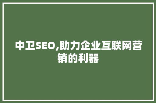 中卫SEO,助力企业互联网营销的利器