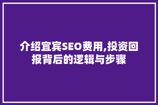介绍宜宾SEO费用,投资回报背后的逻辑与步骤