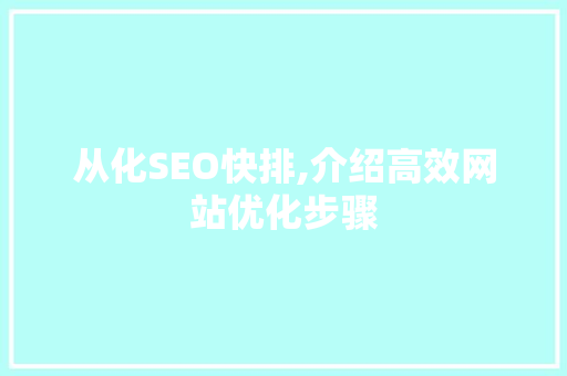 从化SEO快排,介绍高效网站优化步骤