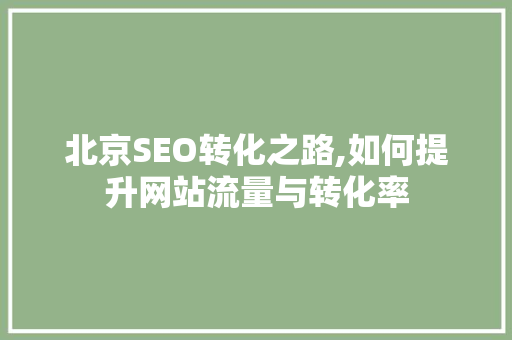 北京SEO转化之路,如何提升网站流量与转化率
