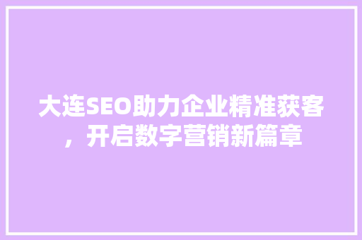 大连SEO助力企业精准获客，开启数字营销新篇章