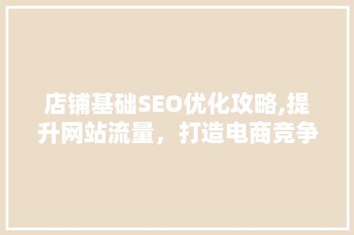 店铺基础SEO优化攻略,提升网站流量，打造电商竞争力