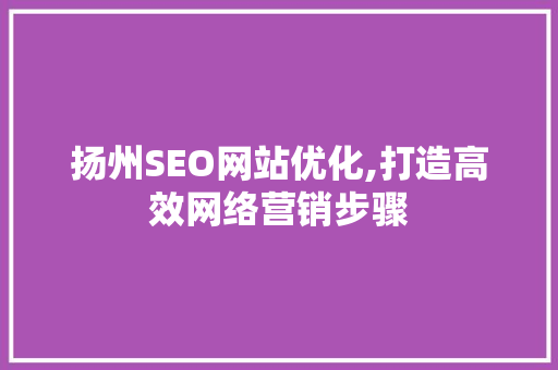 扬州SEO网站优化,打造高效网络营销步骤