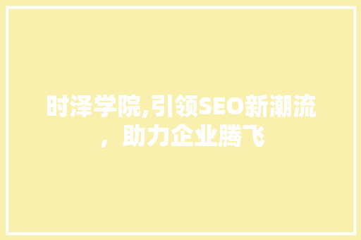 时泽学院,引领SEO新潮流，助力企业腾飞 WordPress教程