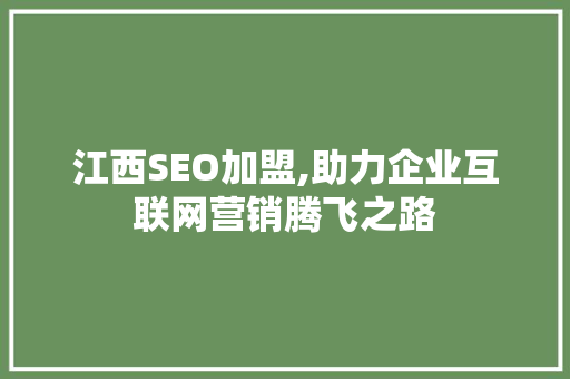 江西SEO加盟,助力企业互联网营销腾飞之路