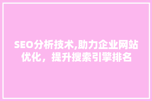 SEO分析技术,助力企业网站优化，提升搜索引擎排名