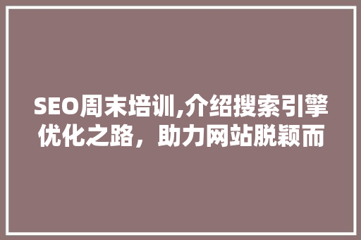 SEO周末培训,介绍搜索引擎优化之路，助力网站脱颖而出