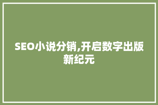 SEO小说分销,开启数字出版新纪元