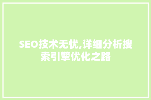 SEO技术无忧,详细分析搜索引擎优化之路 建站教程