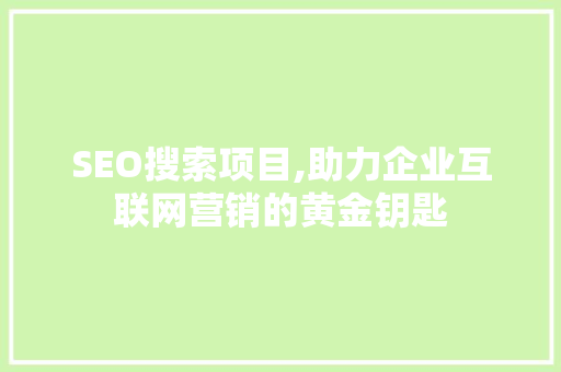SEO搜索项目,助力企业互联网营销的黄金钥匙