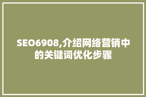 SEO6908,介绍网络营销中的关键词优化步骤