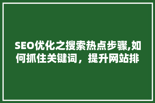 SEO优化之搜索热点步骤,如何抓住关键词，提升网站排名