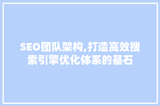 SEO团队架构,打造高效搜索引擎优化体系的基石