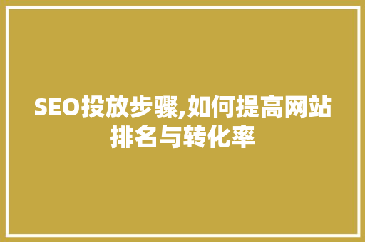 SEO投放步骤,如何提高网站排名与转化率