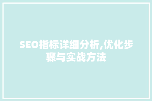 SEO指标详细分析,优化步骤与实战方法 Web前端