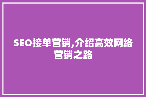 SEO接单营销,介绍高效网络营销之路