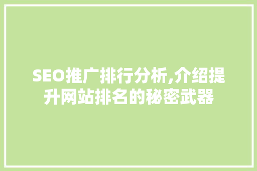 SEO推广排行分析,介绍提升网站排名的秘密武器