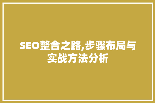 SEO整合之路,步骤布局与实战方法分析