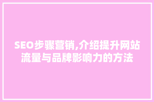 SEO步骤营销,介绍提升网站流量与品牌影响力的方法