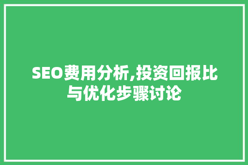 SEO费用分析,投资回报比与优化步骤讨论