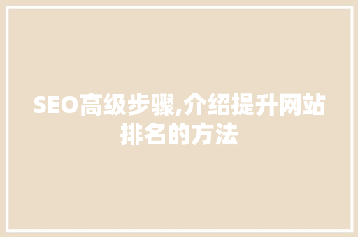 SEO高级步骤,介绍提升网站排名的方法 建站教程
