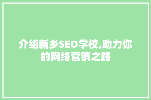 介绍新乡SEO学校,助力你的网络营销之路