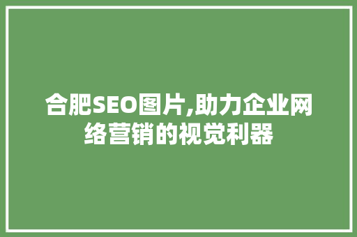 合肥SEO图片,助力企业网络营销的视觉利器