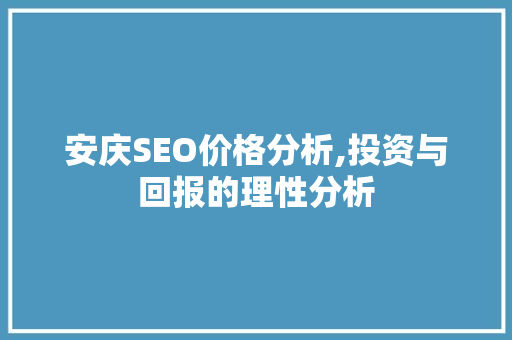 安庆SEO价格分析,投资与回报的理性分析 WordPress教程
