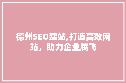 德州SEO建站,打造高效网站，助力企业腾飞