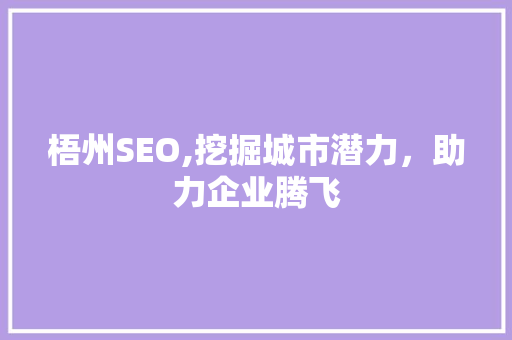 梧州SEO,挖掘城市潜力，助力企业腾飞