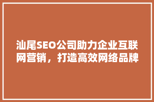 汕尾SEO公司助力企业互联网营销，打造高效网络品牌形象