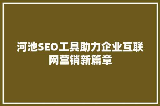 河池SEO工具助力企业互联网营销新篇章