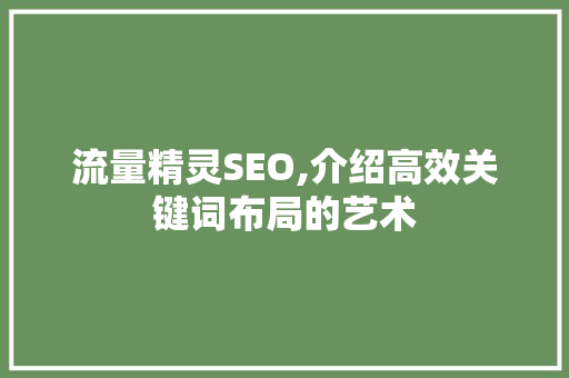 流量精灵SEO,介绍高效关键词布局的艺术